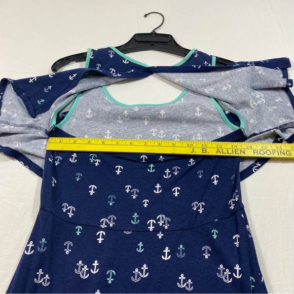 SO Maxi Stretch Dress Tank top sleeves anchor pattern Casual dress size 16 - Picture 11 of 14